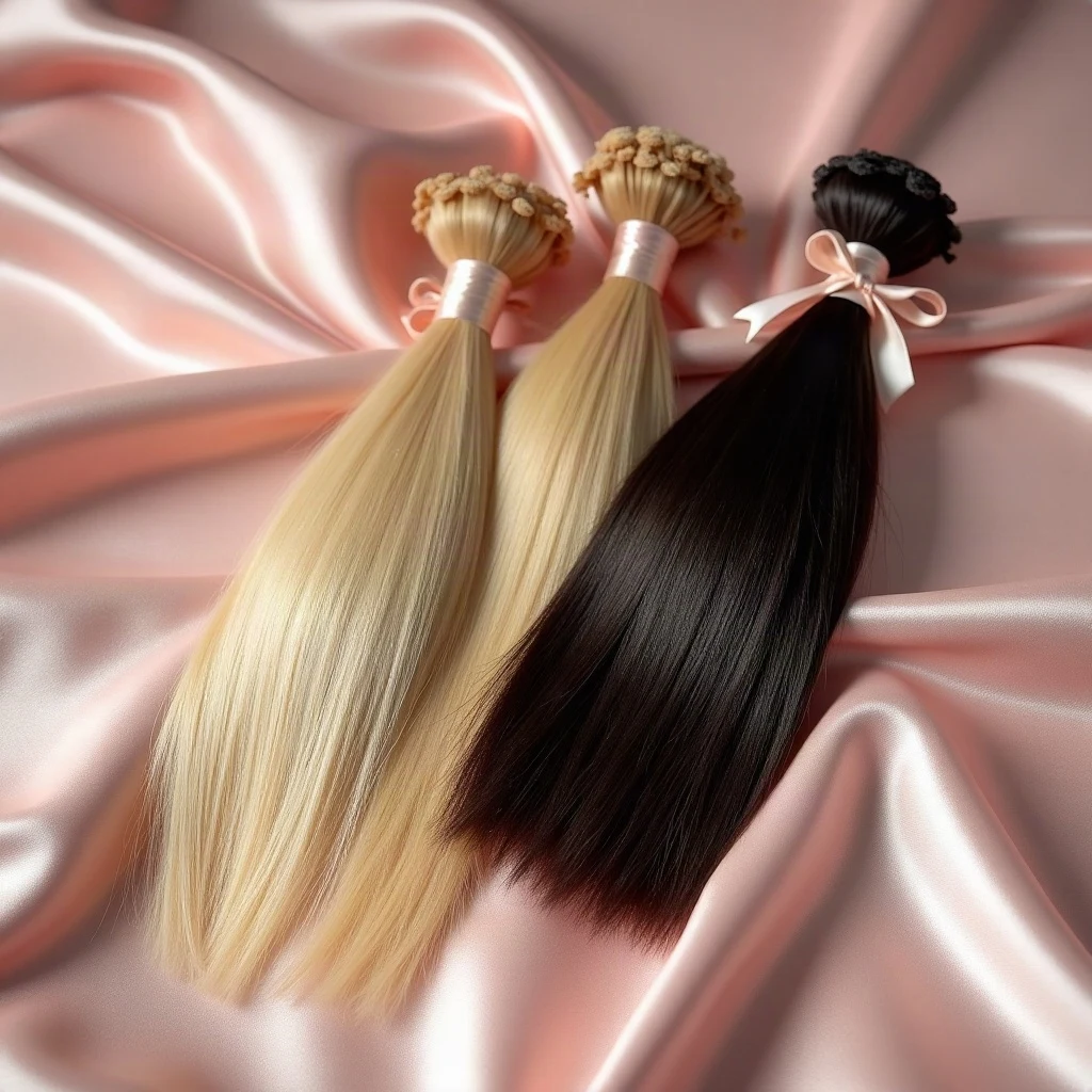 Rawhair bundels op roze zijde